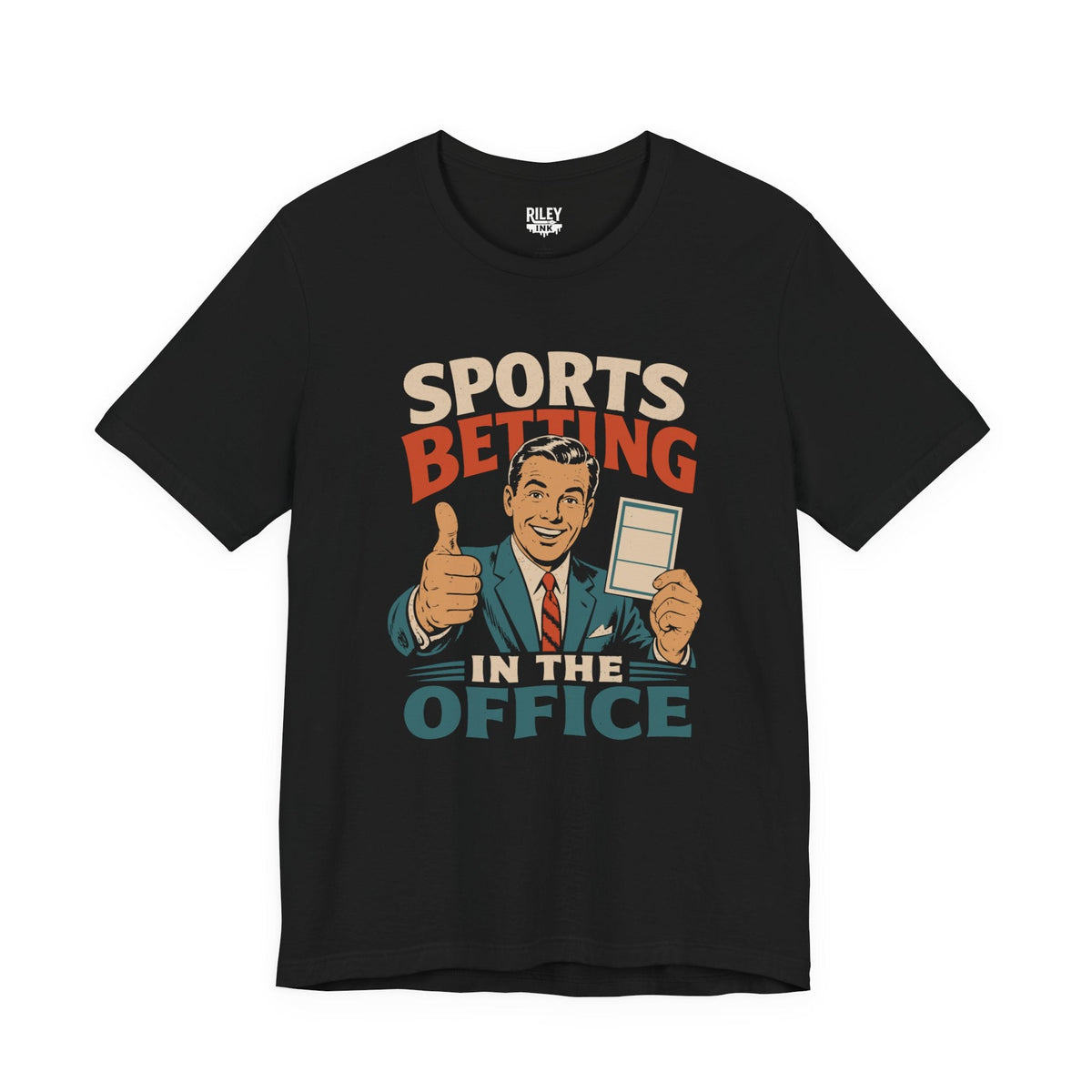 Sports Betting in the Office Tee with a vintage bettor holding a bet slip