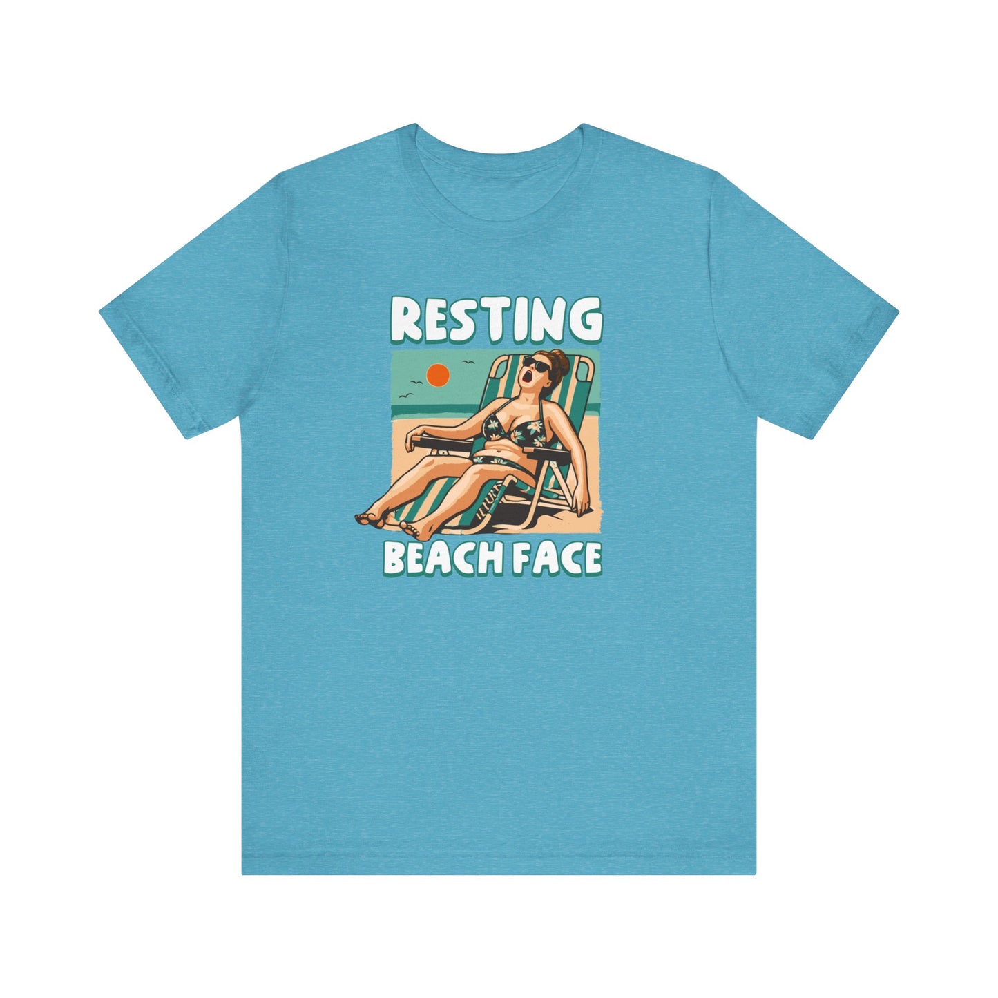 Resting Beach Face Funny T-Shirt - Funny Summer Beach Graphic Tee - Casual Vacation Shirt - Summer Joke Shirt