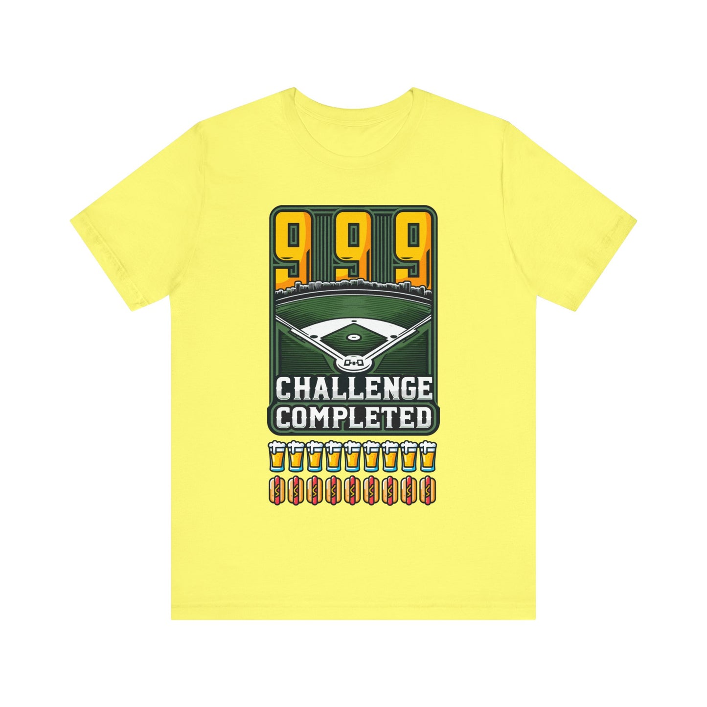 999 Challenge Completed Funny Graphic Tee - Nine Beers, Nine Hotdogs Over Nine Innings - Funny Baseball T-Shirt Stadium Feat