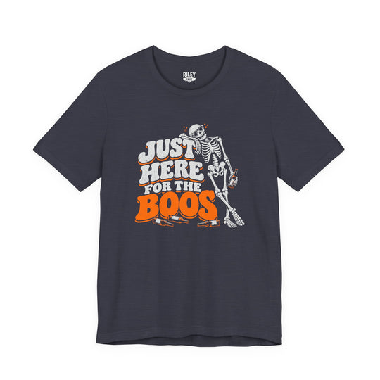 Just Here for the Boos Tee front view in charcoal