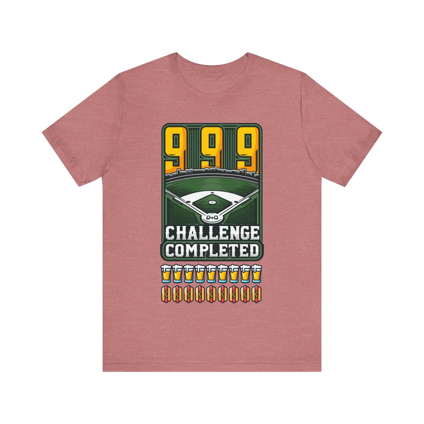 999 Challenge Completed Funny Graphic Tee - Nine Beers, Nine Hotdogs Over Nine Innings - Funny Baseball T-Shirt Stadium Feat