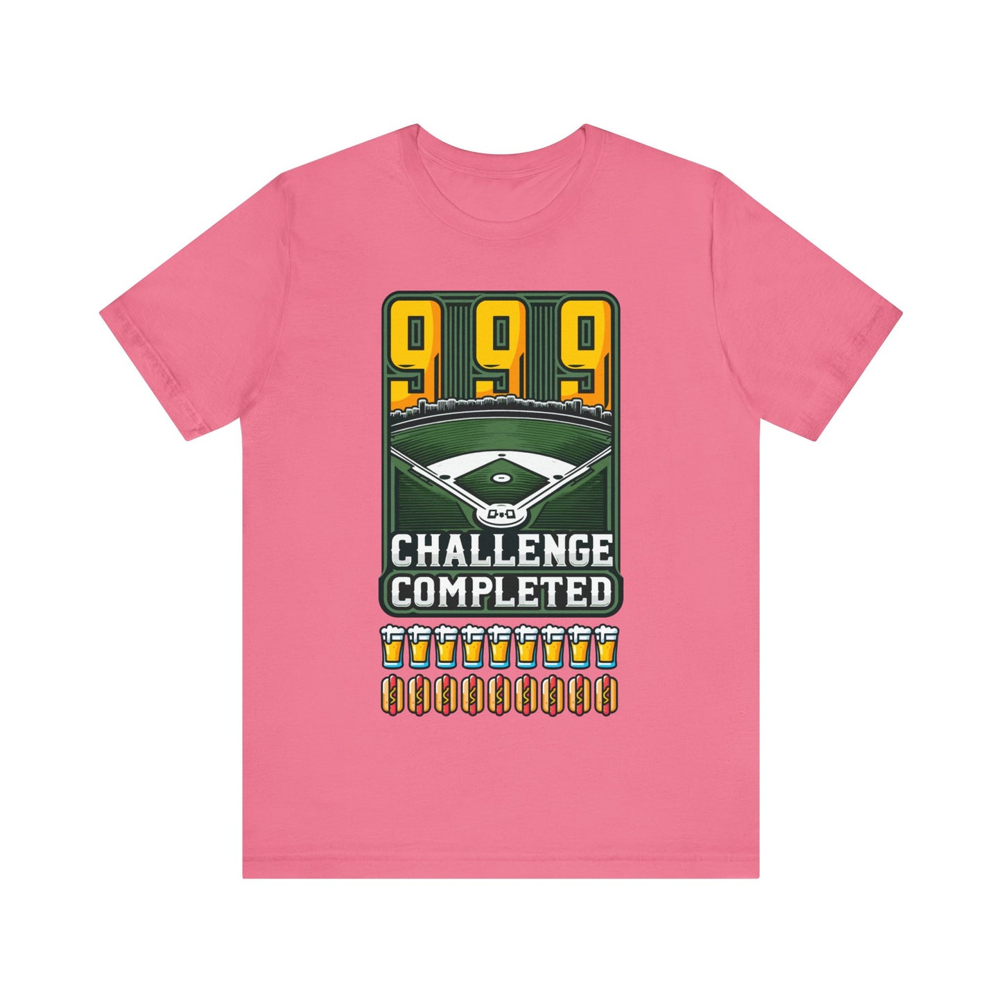 999 Challenge Completed Funny Graphic Tee - Nine Beers, Nine Hotdogs Over Nine Innings - Funny Baseball T-Shirt Stadium Feat