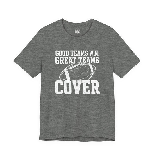 Front model shot of Good Teams Win Great Teams Cover Tee