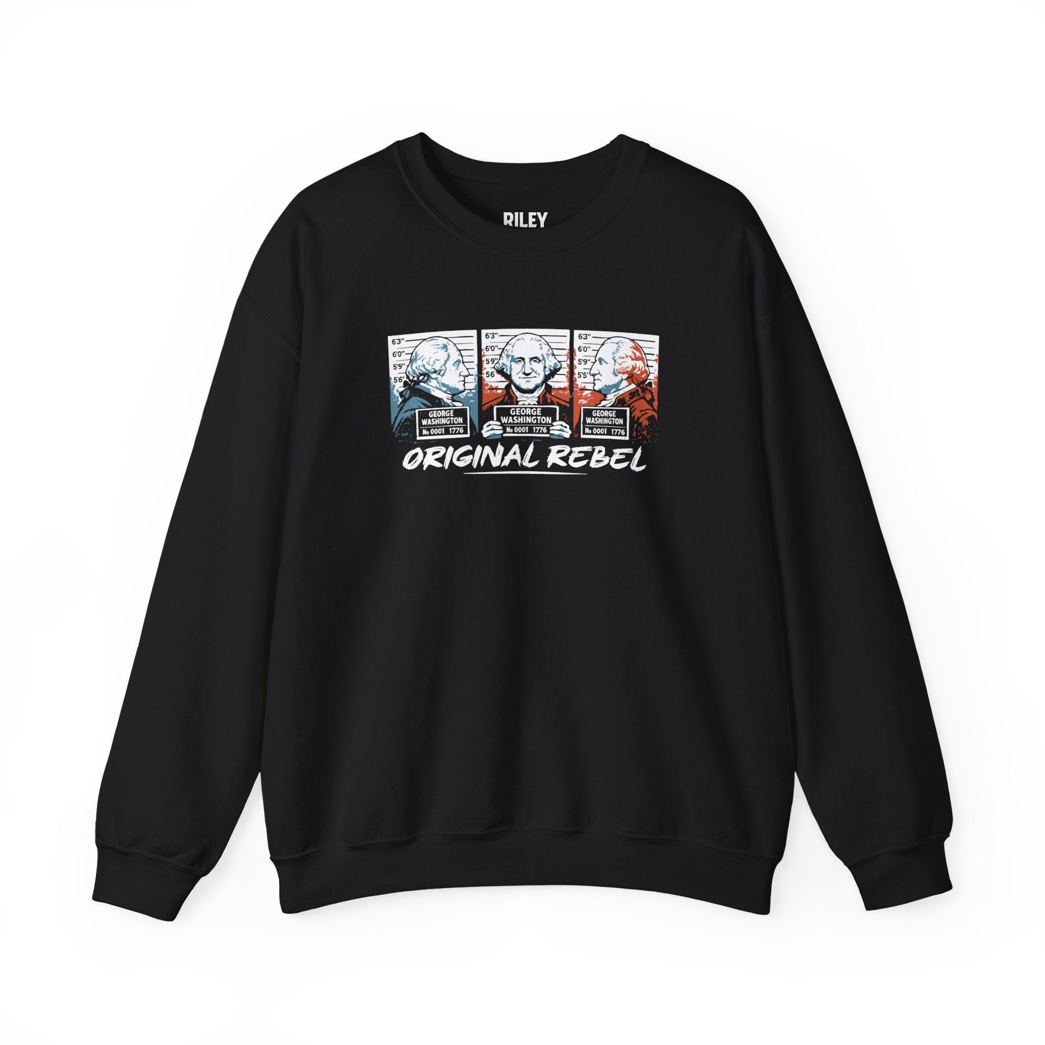 Original Rebel Crewneck front view on model