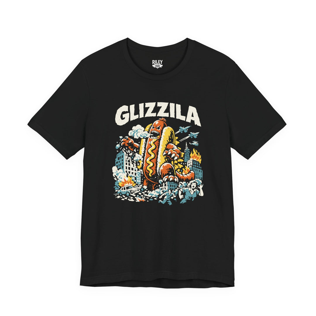 Glizzila Tee front view on model
