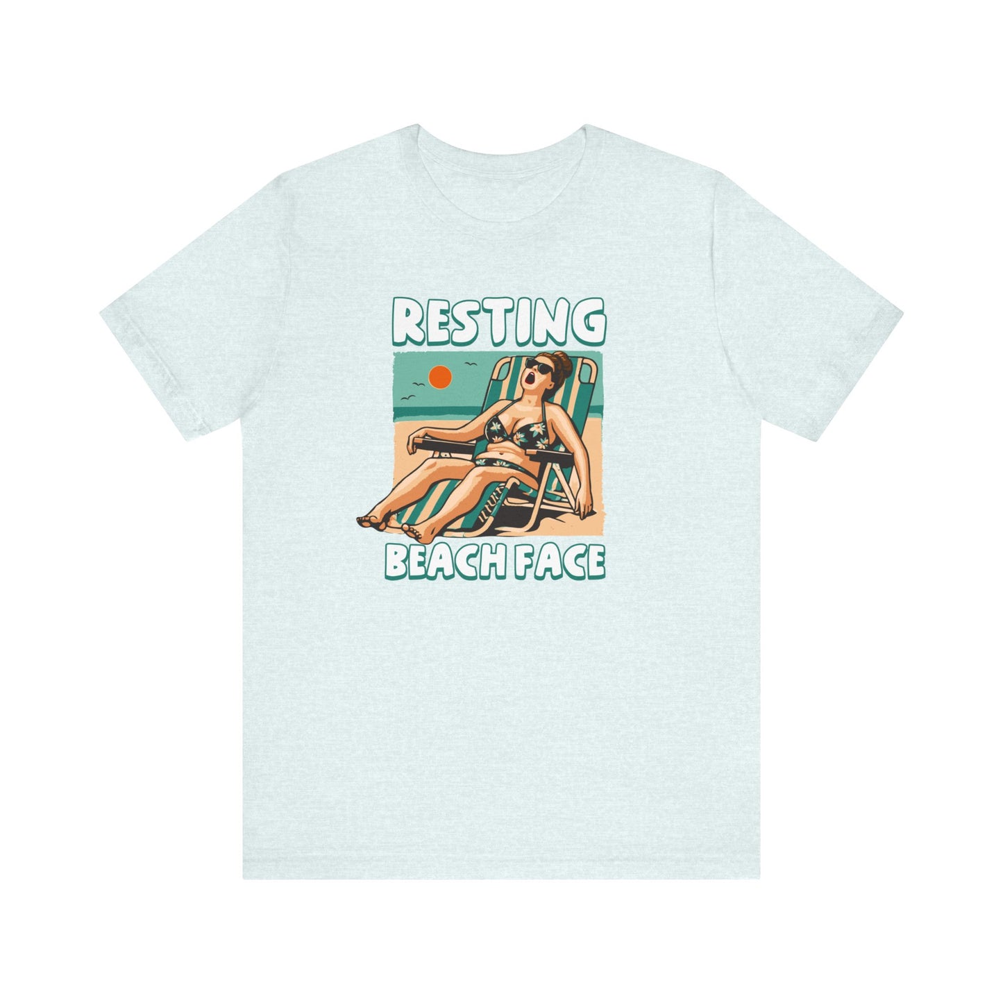 Resting Beach Face Funny T-Shirt - Funny Summer Beach Graphic Tee - Casual Vacation Shirt - Summer Joke Shirt