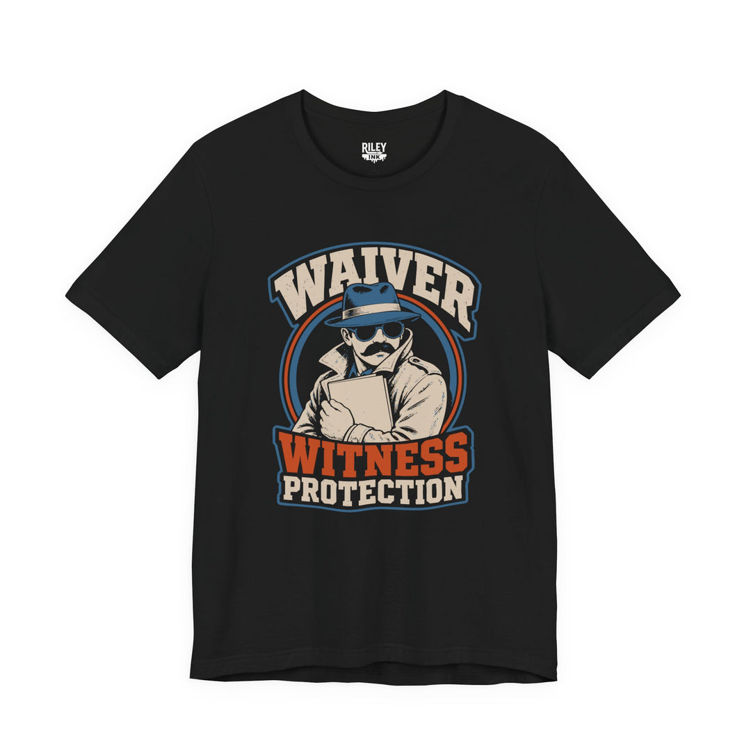 Front view of Waiver Witness Protection Tee worn by model