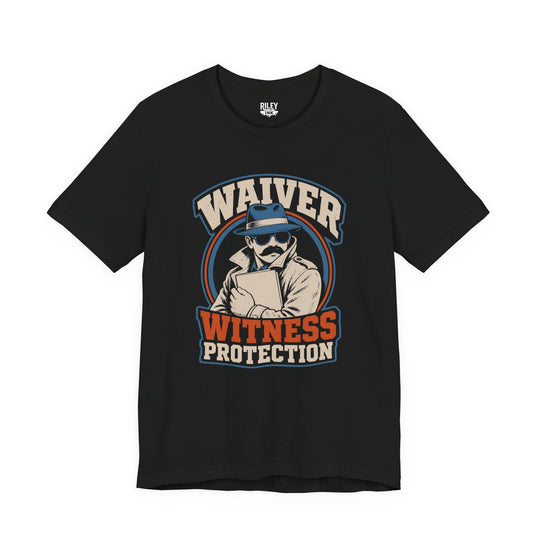 Front view of Waiver Witness Protection Tee worn by model