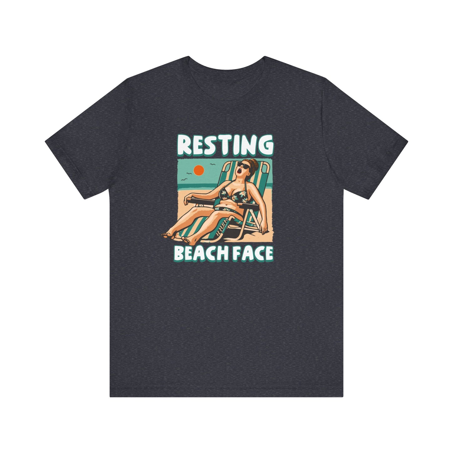 Resting Beach Face Funny T-Shirt - Funny Summer Beach Graphic Tee - Casual Vacation Shirt - Summer Joke Shirt