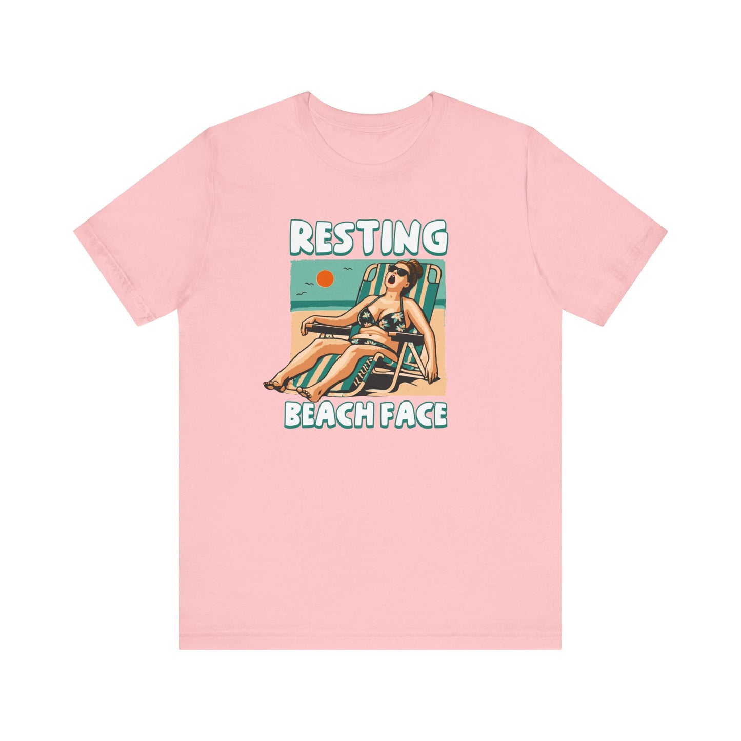 Resting Beach Face Funny T-Shirt - Funny Summer Beach Graphic Tee - Casual Vacation Shirt - Summer Joke Shirt