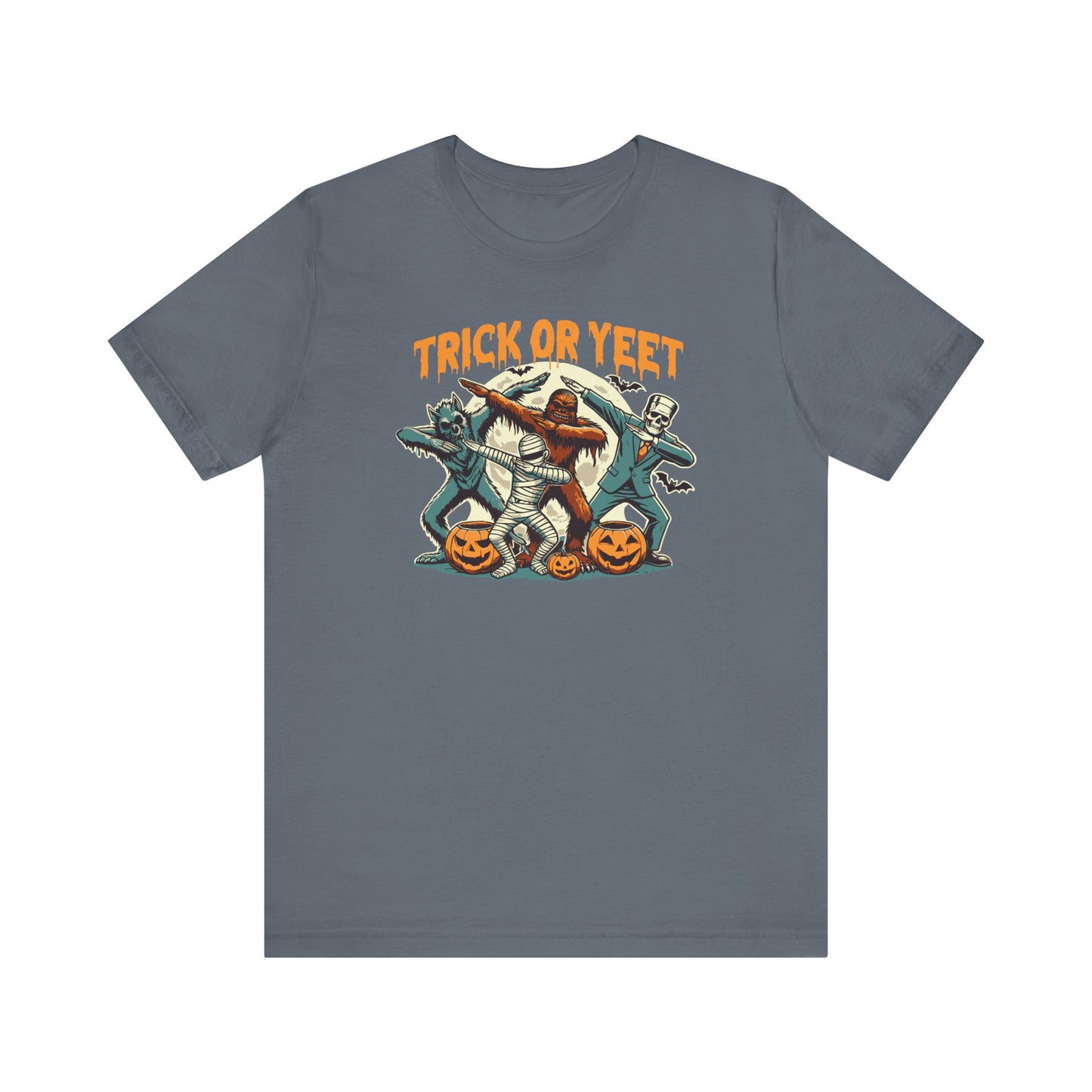 Trick or Yeet Funny Halloween T-Shirt - Funny Cringey Halloween Shirt with Monsters - Halloween Party Tee - Halloween Cringe Laughs