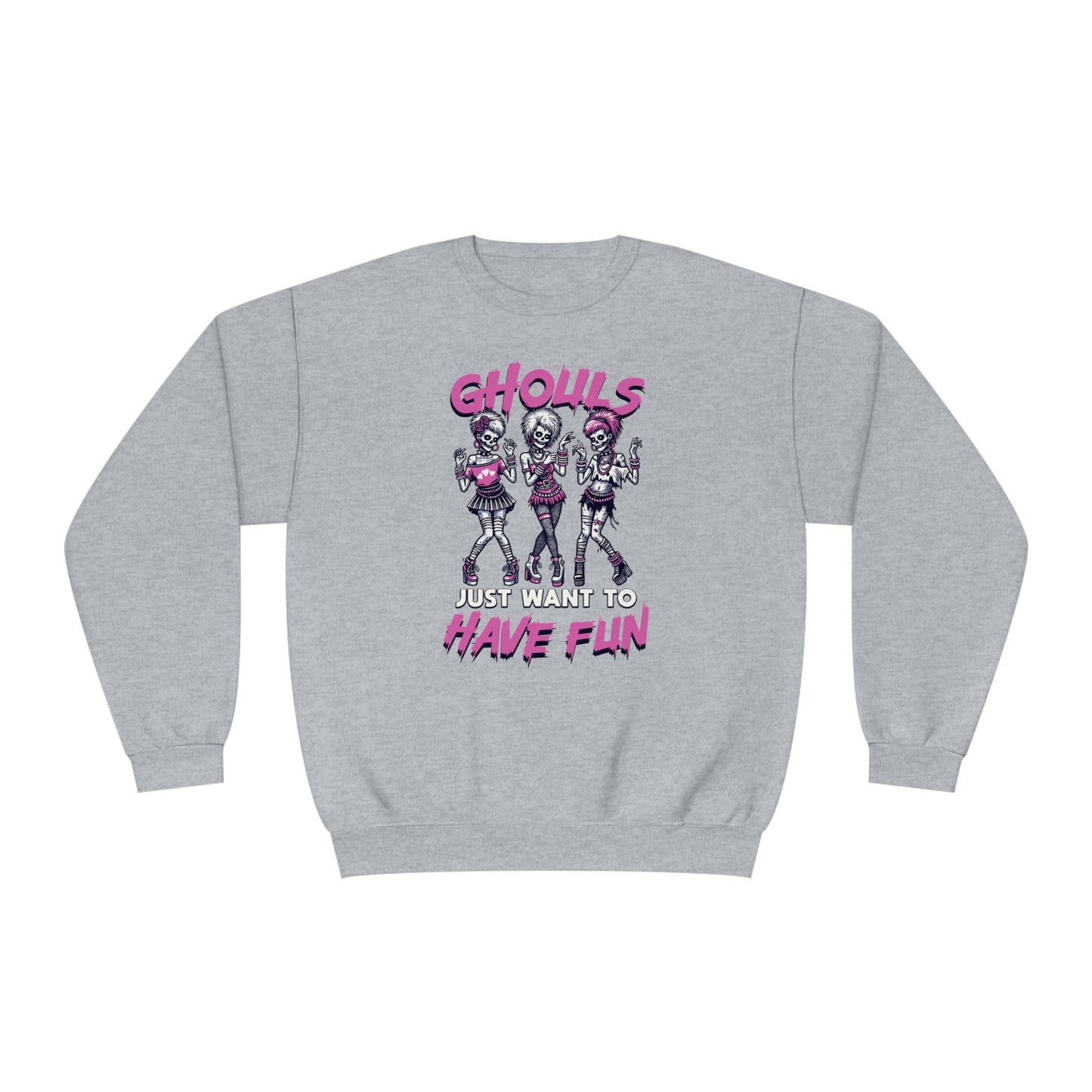 Ghouls Just Want To Have Fun - Funny Halloween Crewneck - 80s Club Dancing Ghouls Graphic - Humorous Spooky Sweatshirt - Playful Costume Top