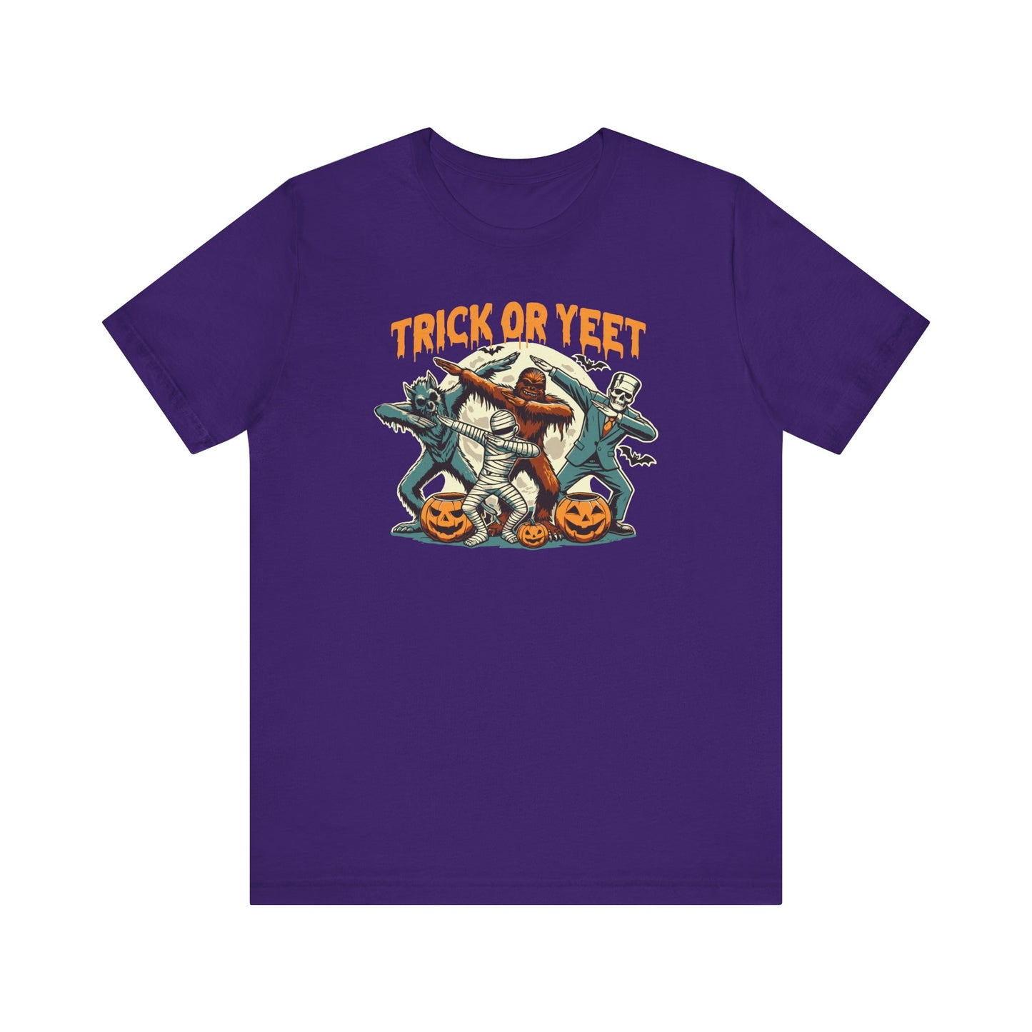 Trick or Yeet Funny Halloween T-Shirt - Funny Cringey Halloween Shirt with Monsters - Halloween Party Tee - Halloween Cringe Laughs