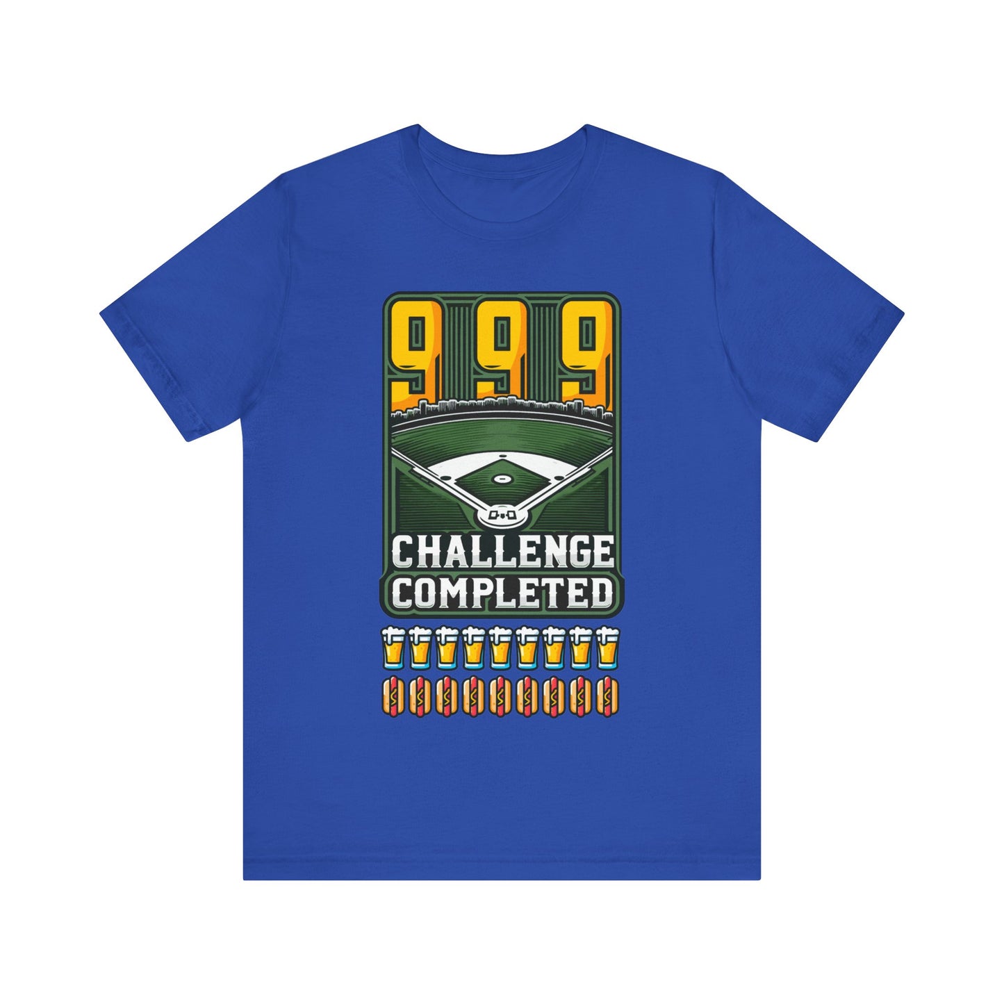 999 Challenge Completed Funny Graphic Tee - Nine Beers, Nine Hotdogs Over Nine Innings - Funny Baseball T-Shirt Stadium Feat