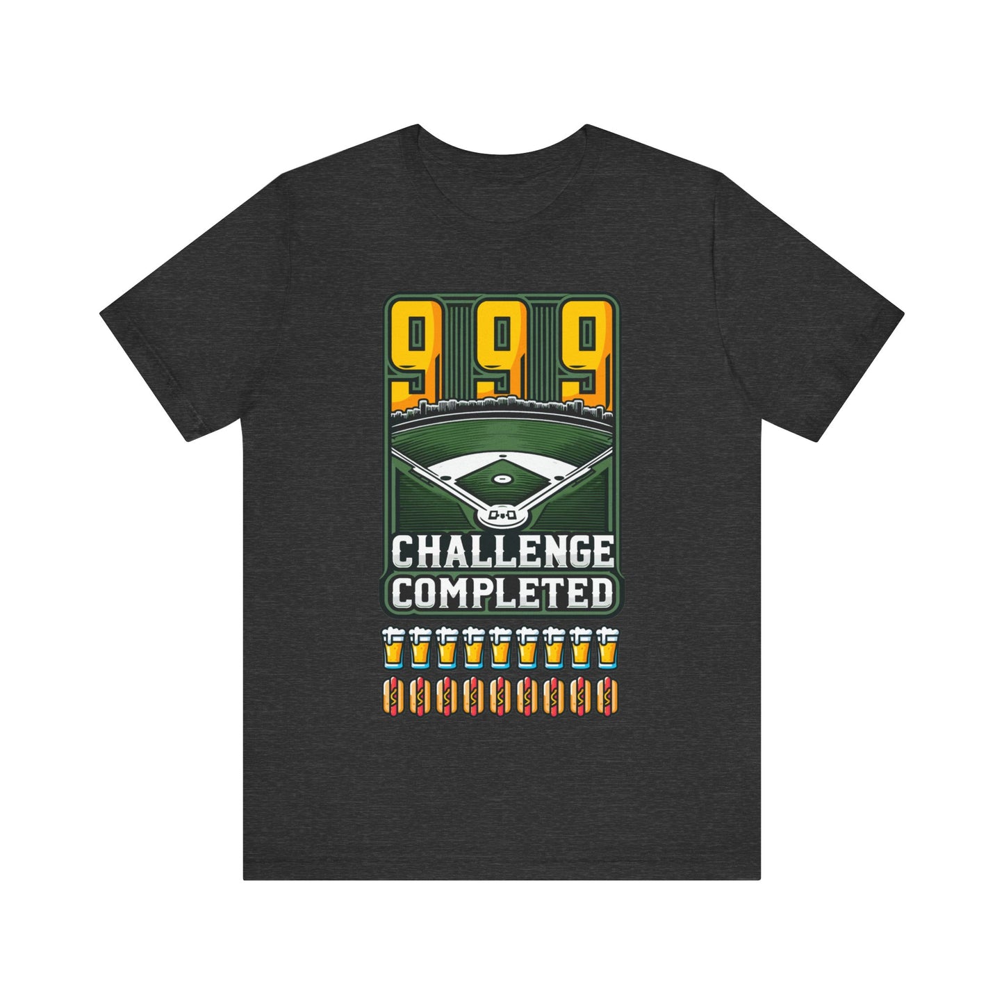 999 Challenge Completed Funny Graphic Tee - Nine Beers, Nine Hotdogs Over Nine Innings - Funny Baseball T-Shirt Stadium Feat