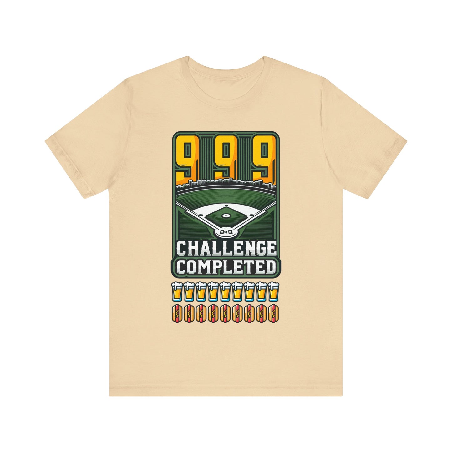 999 Challenge Completed Funny Graphic Tee - Nine Beers, Nine Hotdogs Over Nine Innings - Funny Baseball T-Shirt Stadium Feat