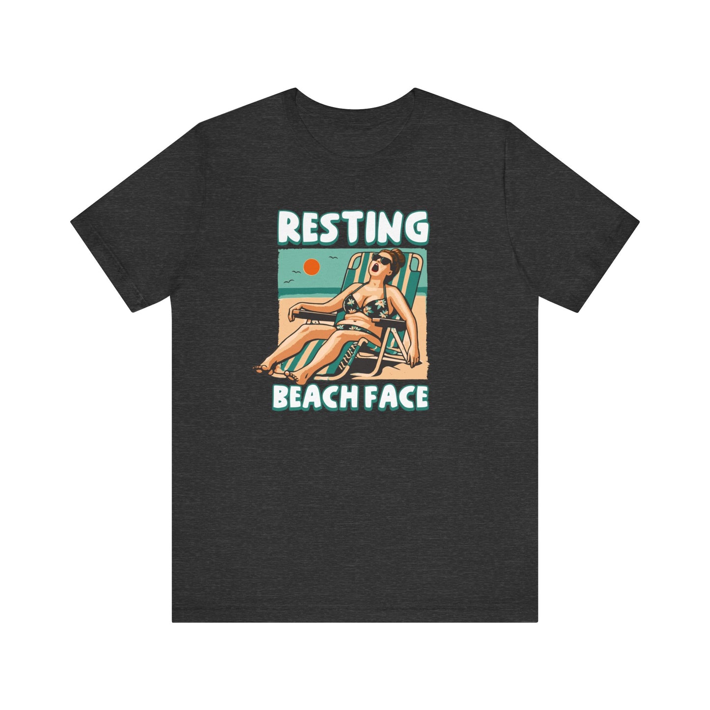 Resting Beach Face Funny T-Shirt - Funny Summer Beach Graphic Tee - Casual Vacation Shirt - Summer Joke Shirt