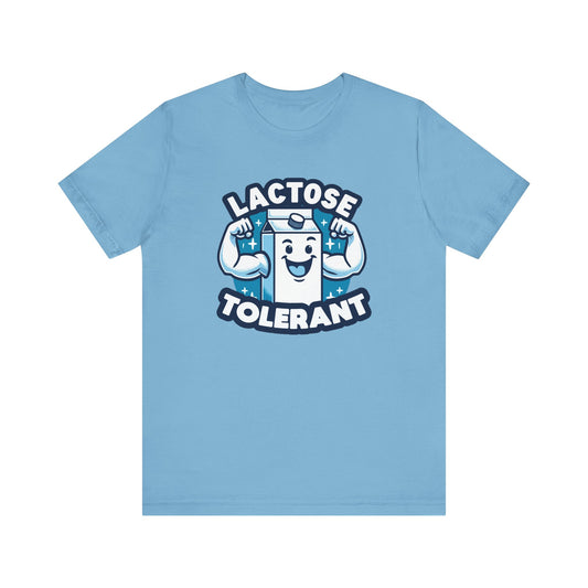 Lactose Tolerant - Funny Milk Carton T-Shirt - Humorous Dairy Graphic Tee - Playful Food Lover Shirt - Perfect Gift for Milk Enthusiasts