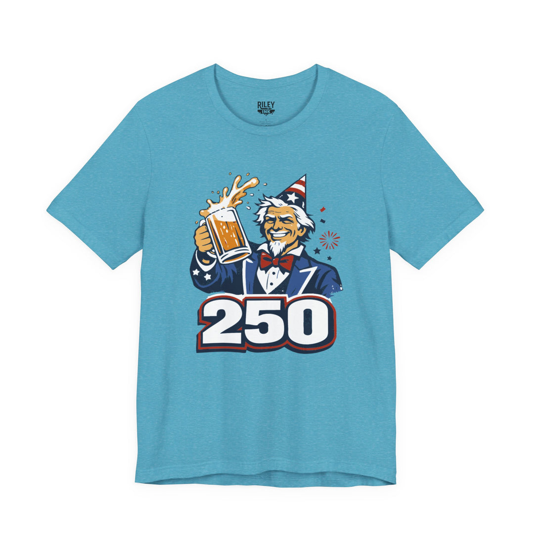 Uncle Sam 250th Birthday Cheers Tee in tan