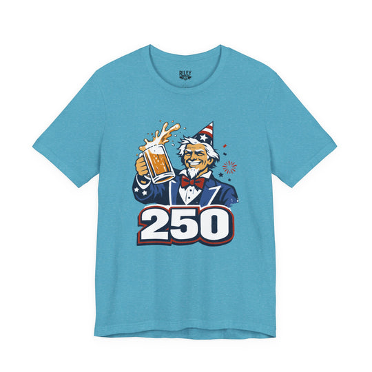 Uncle Sam 250th Birthday Cheers Tee in tan