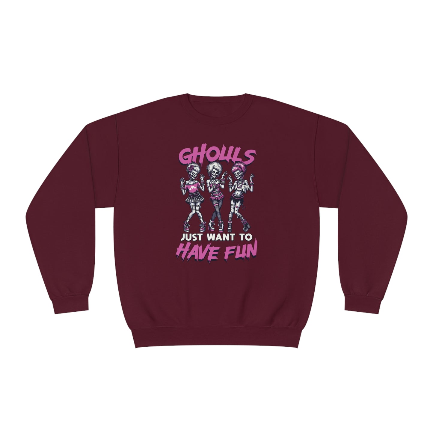 Ghouls Just Want To Have Fun - Funny Halloween Crewneck - 80s Club Dancing Ghouls Graphic - Humorous Spooky Sweatshirt - Playful Costume Top