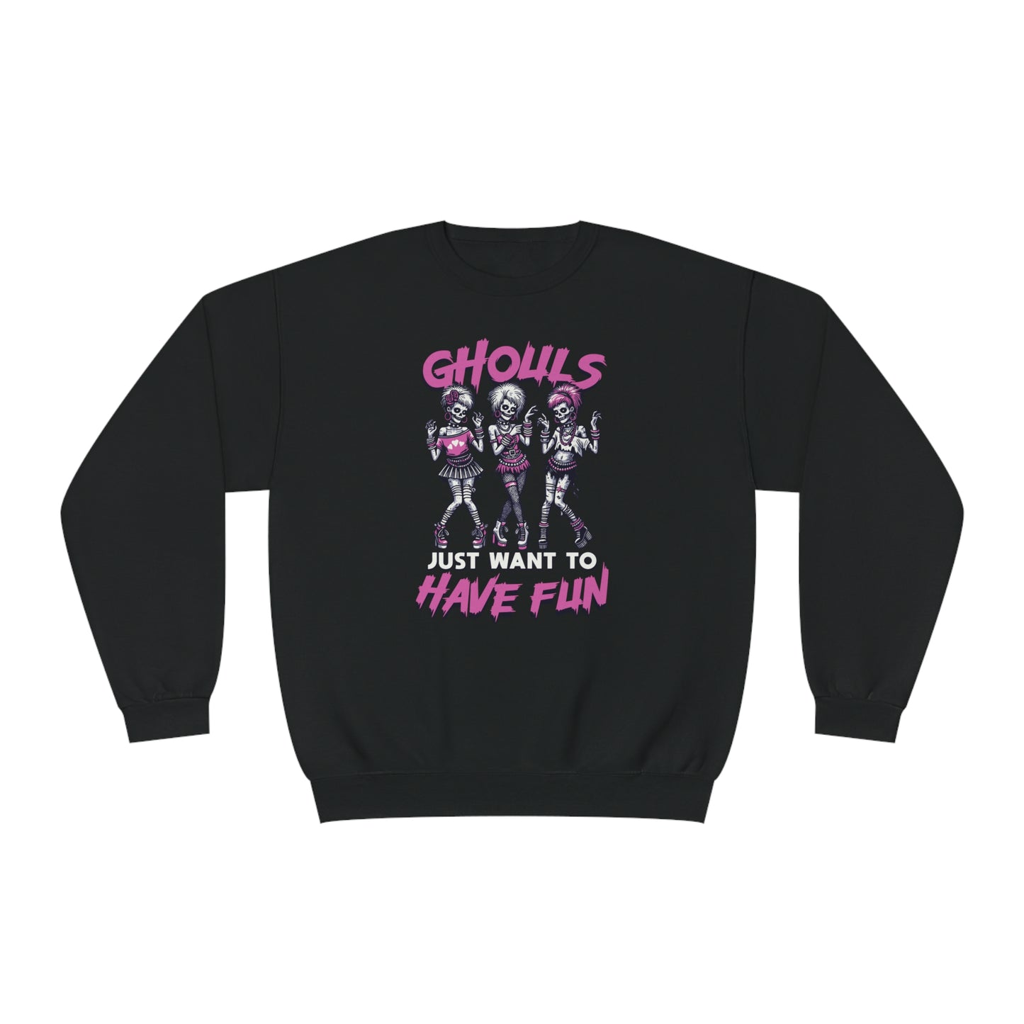 Ghouls Just Want To Have Fun - Funny Halloween Crewneck - 80s Club Dancing Ghouls Graphic - Humorous Spooky Sweatshirt - Playful Costume Top