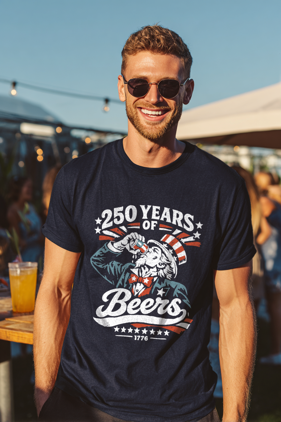 250 Years of Beers Tee lifestyle mockup shot