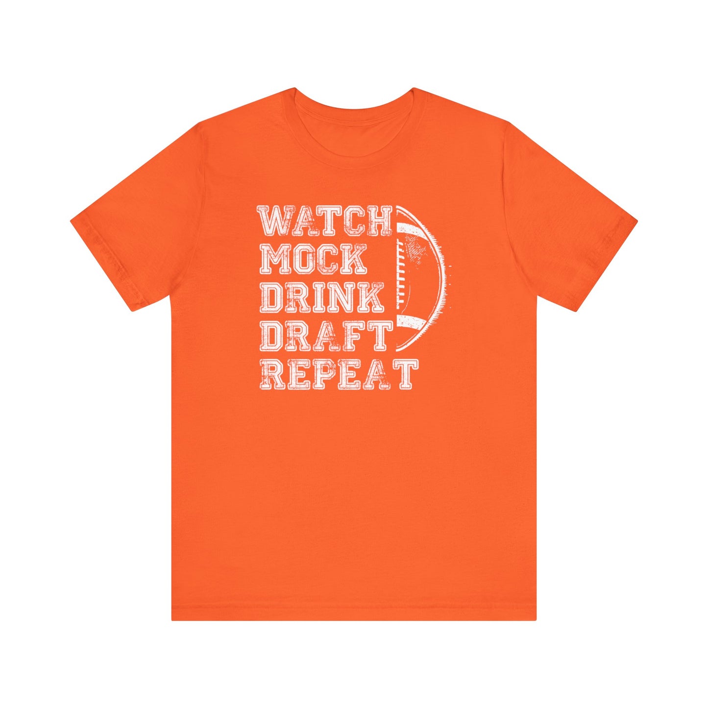 Watch, Mock, Drink, Draft, Repeat Funny T-Shirt - Fantasy Football Fan Tee - Ultimate Draft Day Shirt - Fantasy Football Season Opener