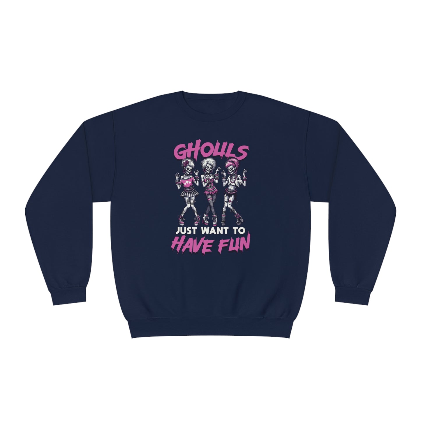 Ghouls Just Want To Have Fun - Funny Halloween Crewneck - 80s Club Dancing Ghouls Graphic - Humorous Spooky Sweatshirt - Playful Costume Top