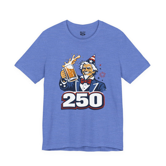 Uncle Sam 250th Birthday Cheers Tee in forest green