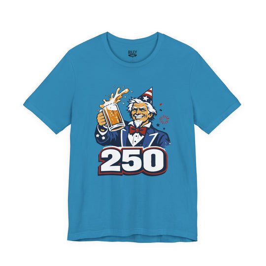Uncle Sam 250th Birthday Cheers Tee in dark gray