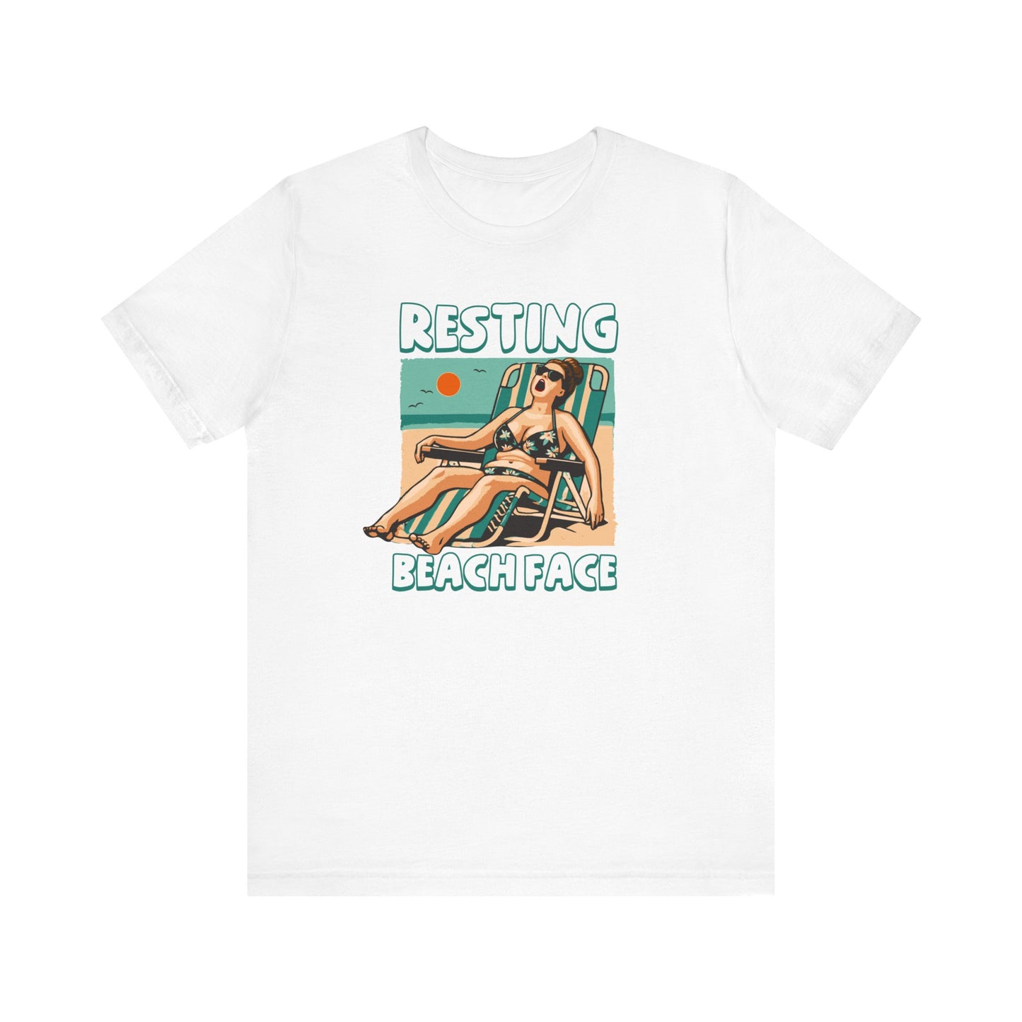 Resting Beach Face Funny T-Shirt - Funny Summer Beach Graphic Tee - Casual Vacation Shirt - Summer Joke Shirt