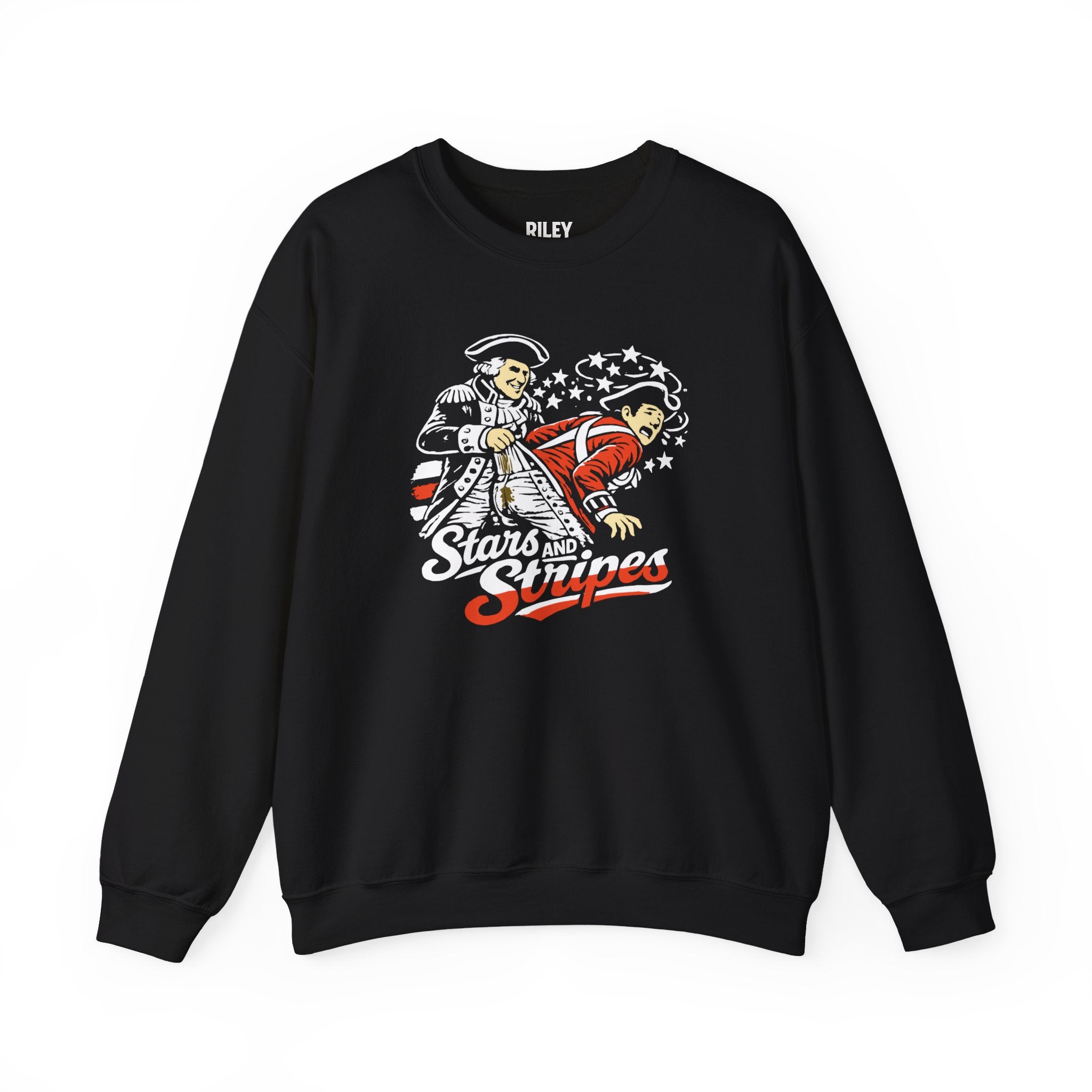 Stars and Stripes Wedgie Crewneck front view on model