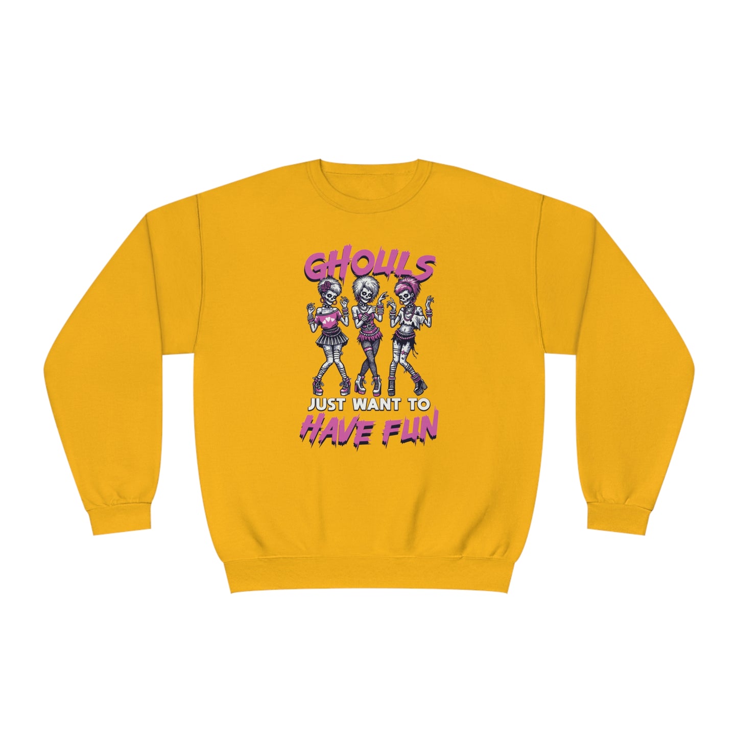 Ghouls Just Want To Have Fun - Funny Halloween Crewneck - 80s Club Dancing Ghouls Graphic - Humorous Spooky Sweatshirt - Playful Costume Top