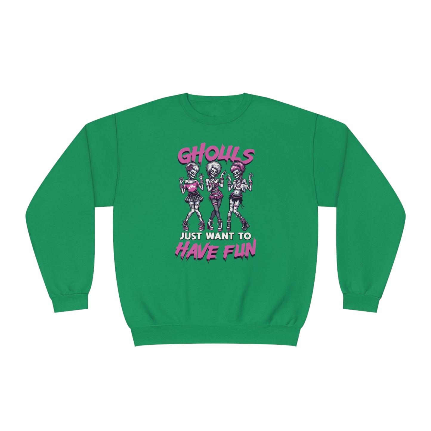 Ghouls Just Want To Have Fun - Funny Halloween Crewneck - 80s Club Dancing Ghouls Graphic - Humorous Spooky Sweatshirt - Playful Costume Top