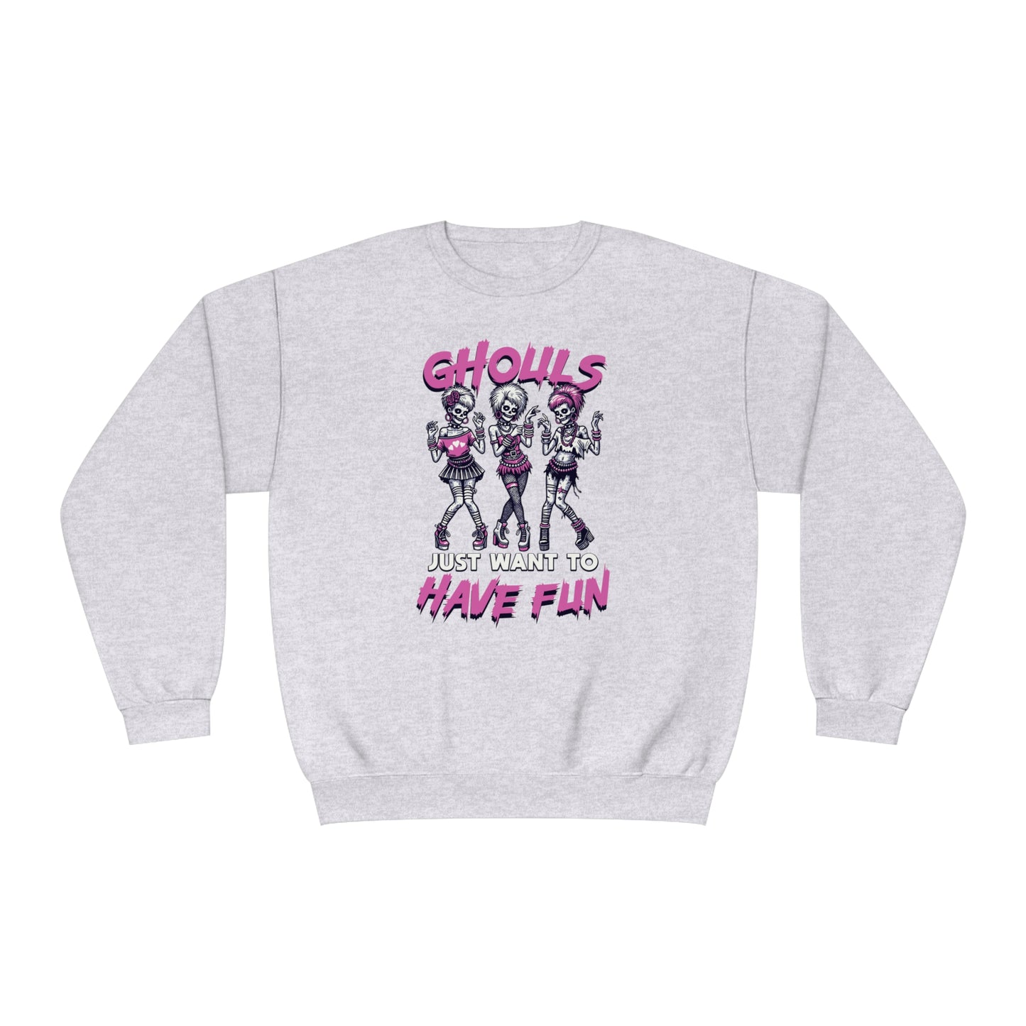 Ghouls Just Want To Have Fun - Funny Halloween Crewneck - 80s Club Dancing Ghouls Graphic - Humorous Spooky Sweatshirt - Playful Costume Top