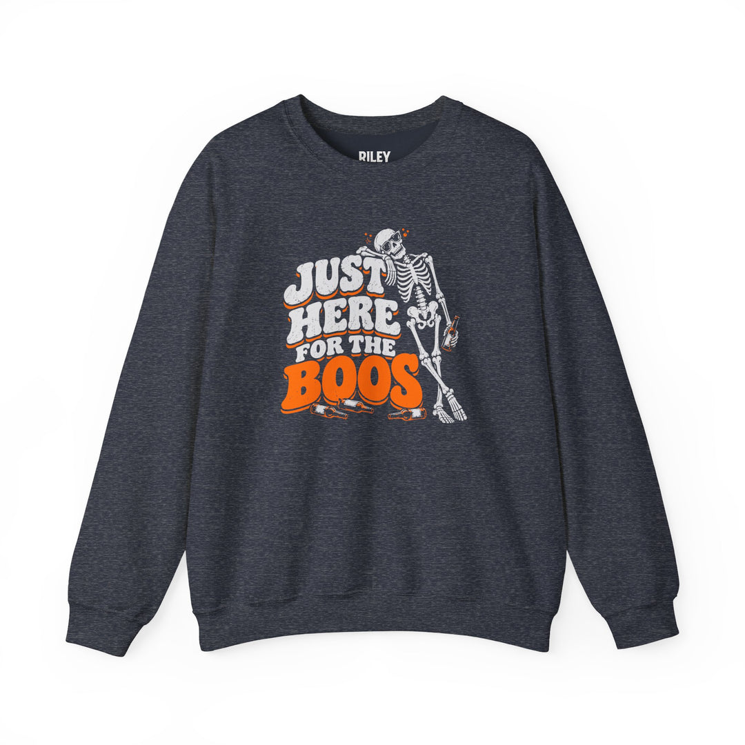 Just Here for the Boos Crewneck front view in white