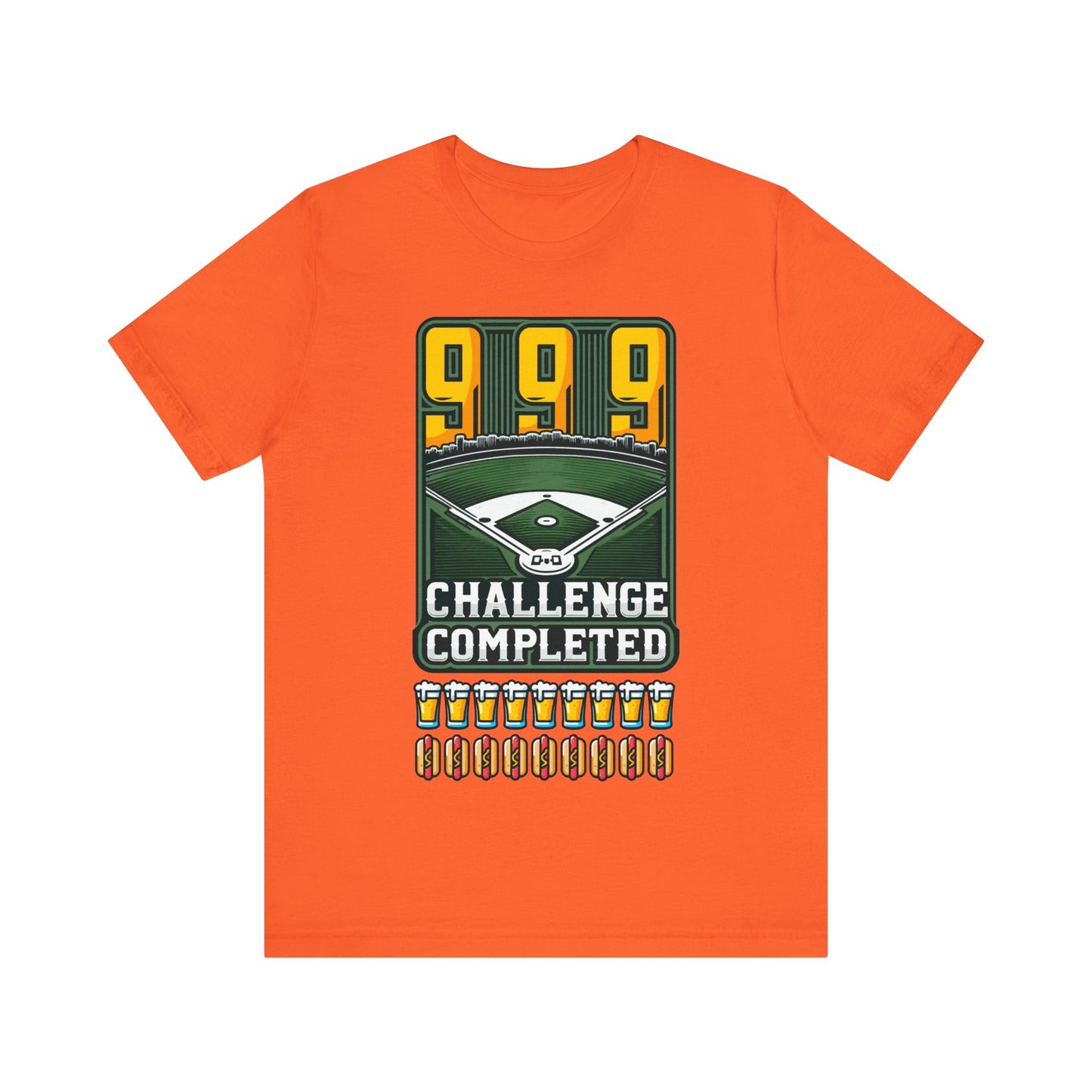 999 Challenge Completed Funny Graphic Tee - Nine Beers, Nine Hotdogs Over Nine Innings - Funny Baseball T-Shirt Stadium Feat