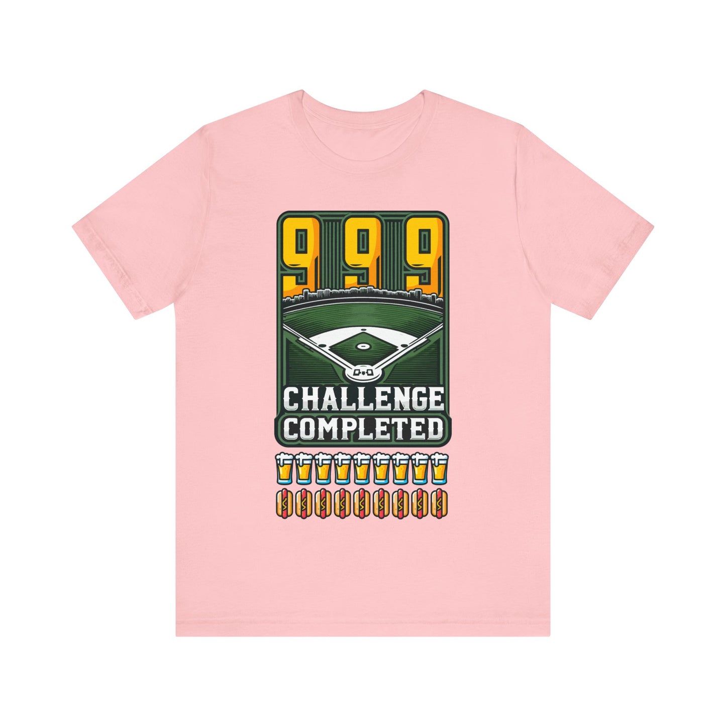 999 Challenge Completed Funny Graphic Tee - Nine Beers, Nine Hotdogs Over Nine Innings - Funny Baseball T-Shirt Stadium Feat