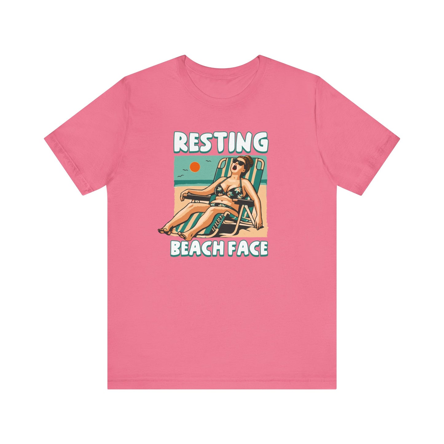 Resting Beach Face Funny T-Shirt - Funny Summer Beach Graphic Tee - Casual Vacation Shirt - Summer Joke Shirt