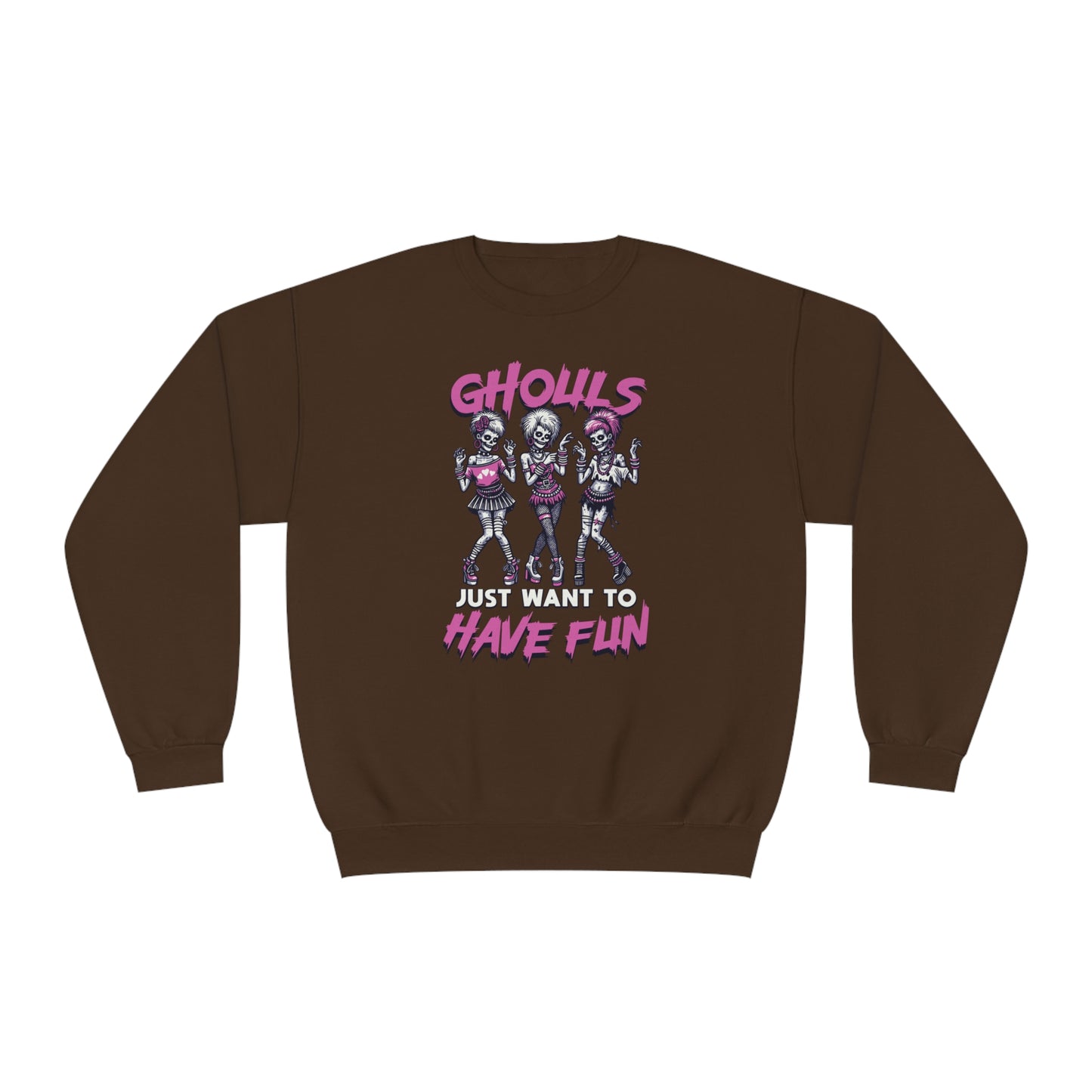 Ghouls Just Want To Have Fun - Funny Halloween Crewneck - 80s Club Dancing Ghouls Graphic - Humorous Spooky Sweatshirt - Playful Costume Top