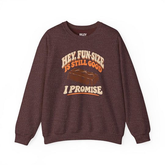 Front view of Fun Size is Still Good I Promise Crewneck in black