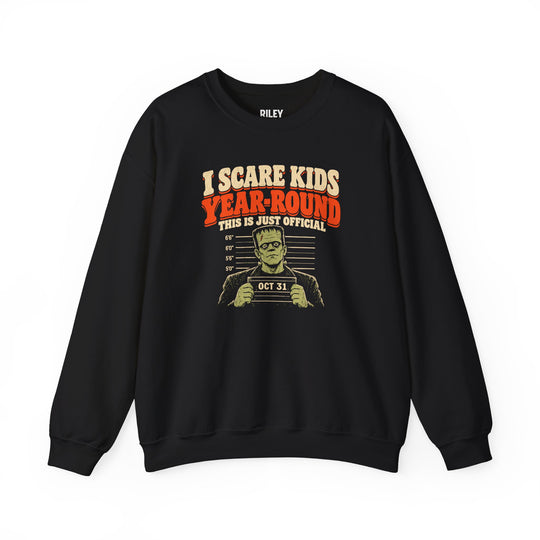 Front view of I Scare Kids Year Round Crewneck in black