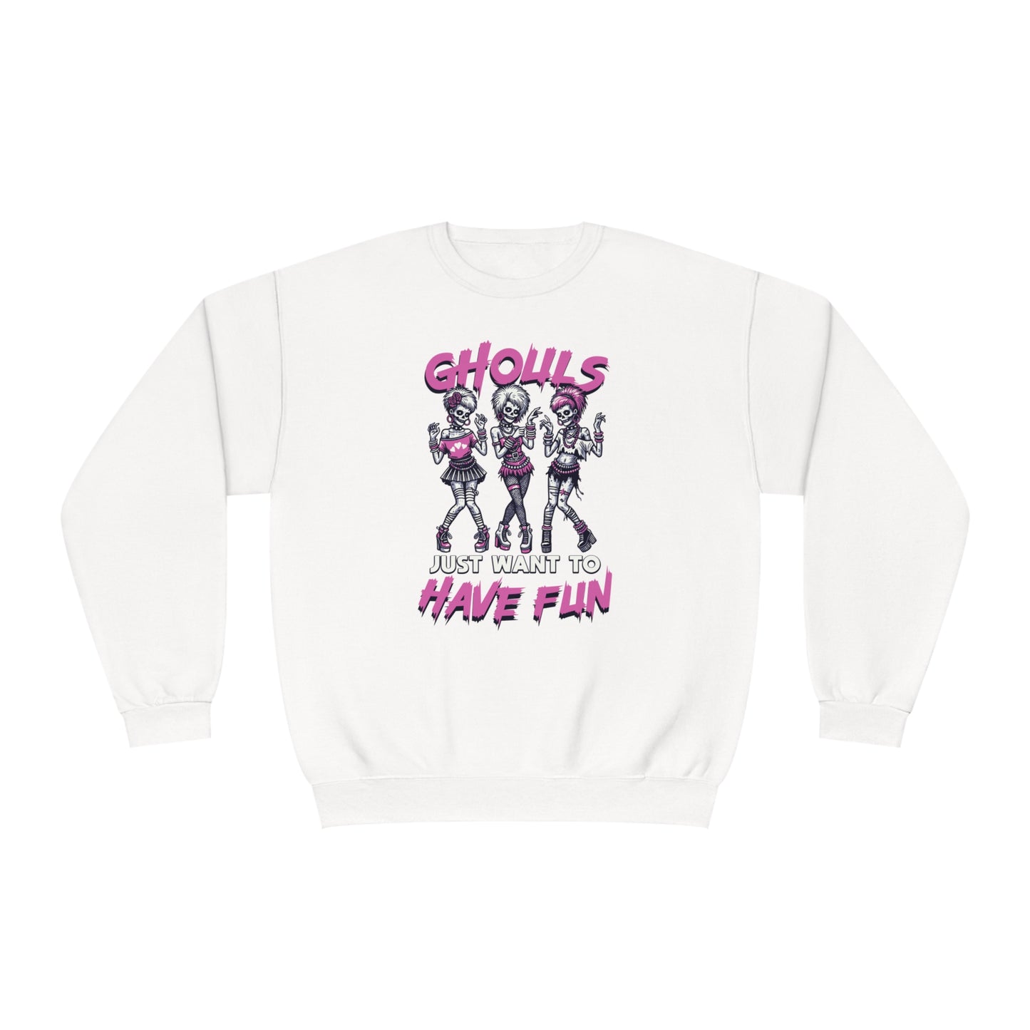 Ghouls Just Want To Have Fun - Funny Halloween Crewneck - 80s Club Dancing Ghouls Graphic - Humorous Spooky Sweatshirt - Playful Costume Top