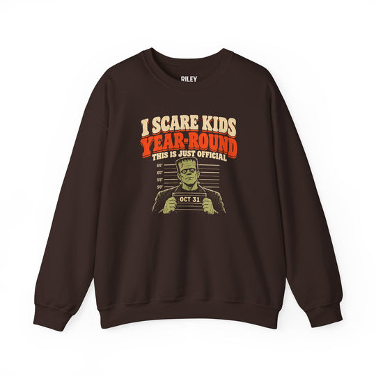 Front view of I Scare Kids Year Round Crewneck in navy blue
