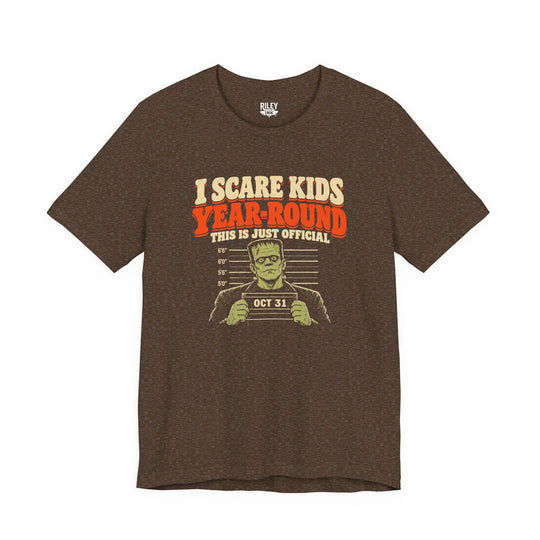 Front view of I Scare Kids Year Round Tee in gray