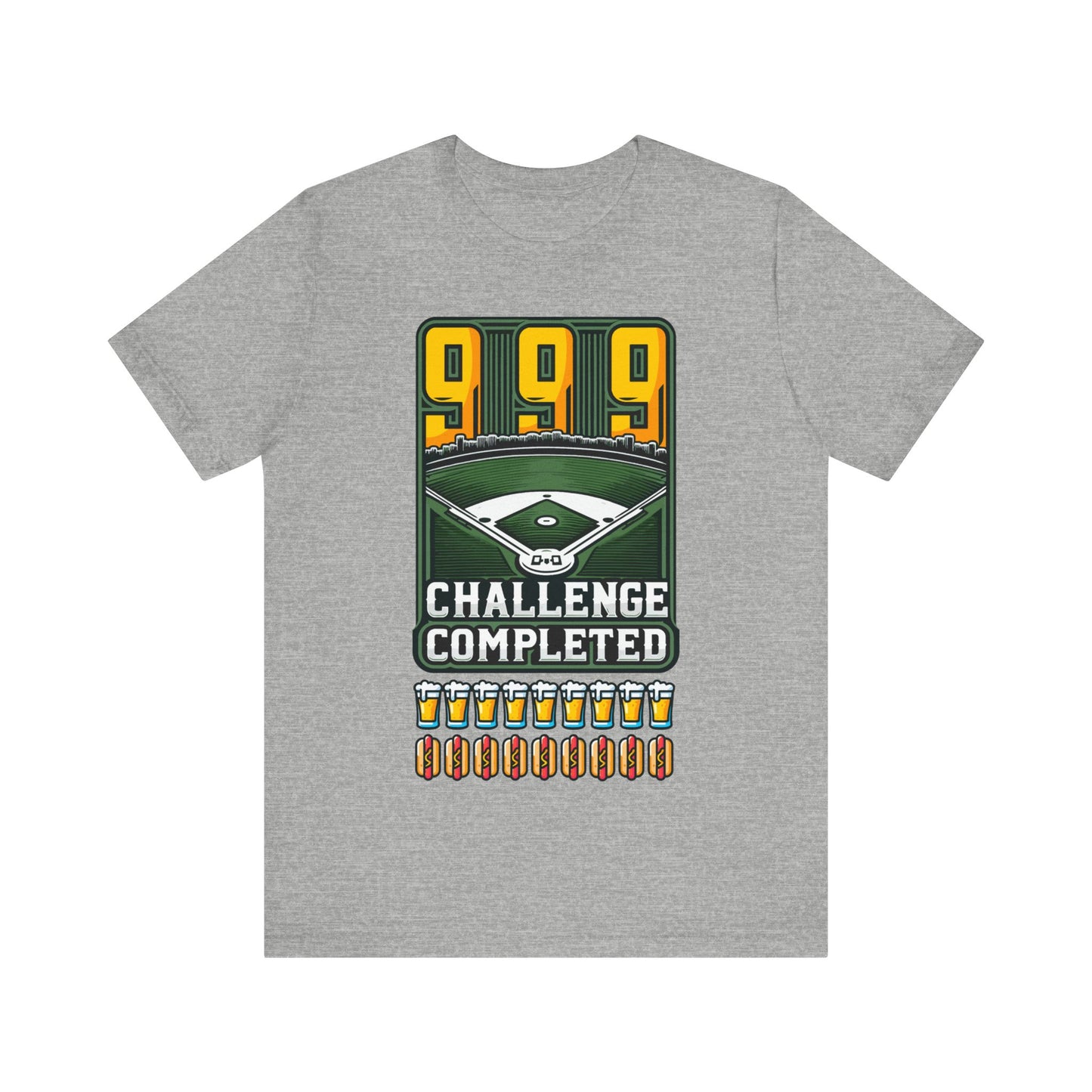 999 Challenge Completed Funny Graphic Tee - Nine Beers, Nine Hotdogs Over Nine Innings - Funny Baseball T-Shirt Stadium Feat