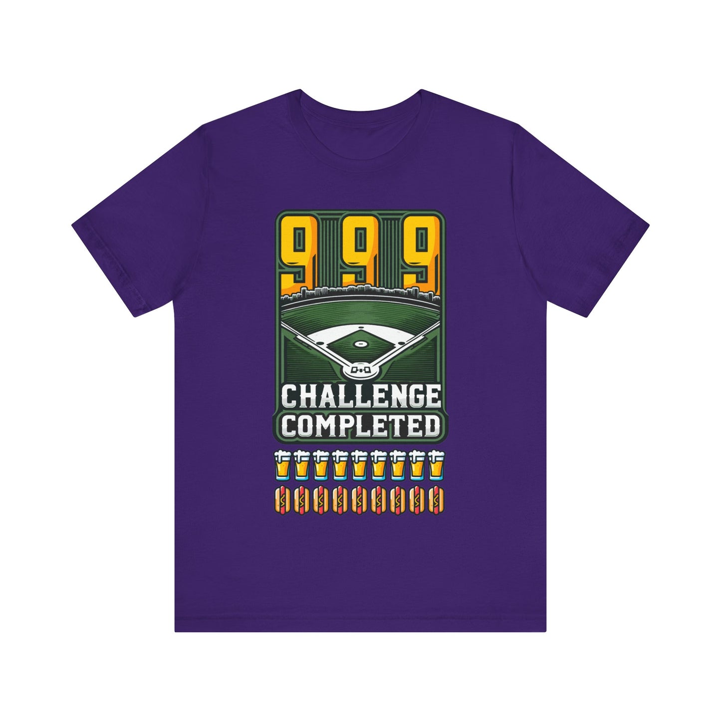 999 Challenge Completed Funny Graphic Tee - Nine Beers, Nine Hotdogs Over Nine Innings - Funny Baseball T-Shirt Stadium Feat