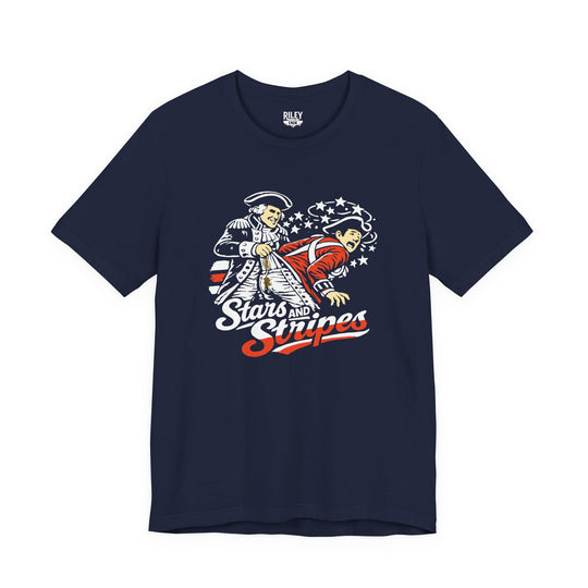 Stars and Stripes Wedgie Tee in gray color variant
