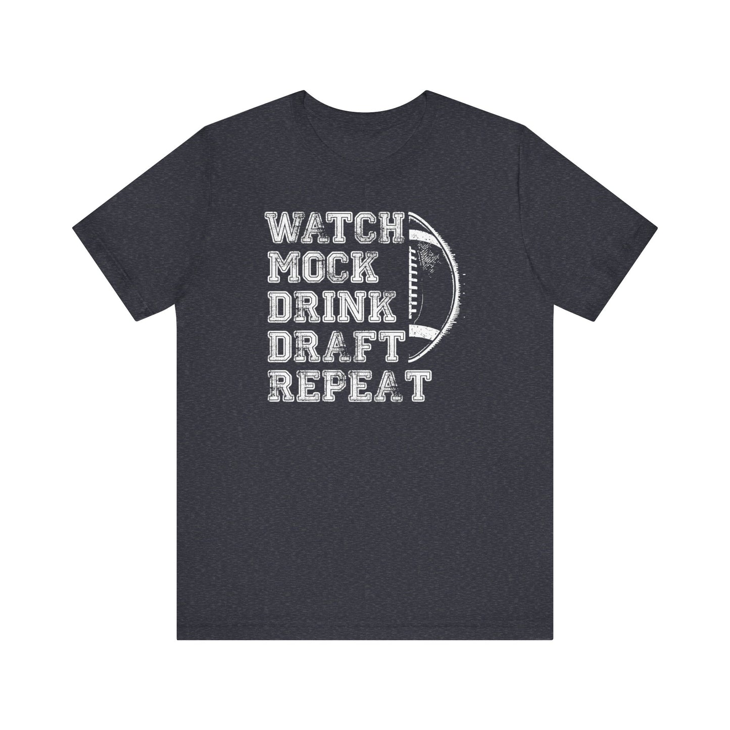 Watch, Mock, Drink, Draft, Repeat Funny T-Shirt - Fantasy Football Fan Tee - Ultimate Draft Day Shirt - Fantasy Football Season Opener